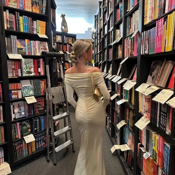 Meshki Yellow Off-Shoulder Bodycon Dress #110 - Picture 2 of 7